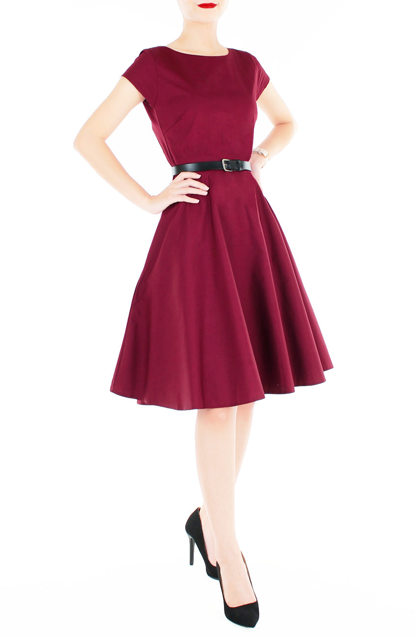 Classic Weekender Flare Tea Dress - Wine Red