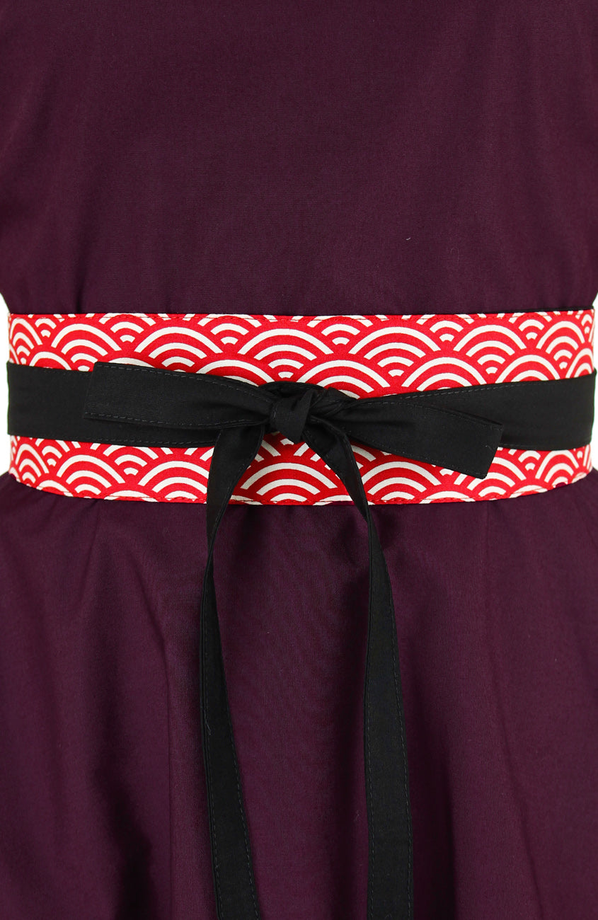 Contemporary Obi Belt - Red Seigaiha