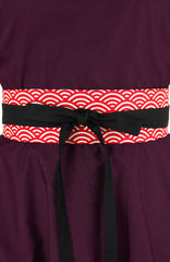 Contemporary Obi Belt - Red Seigaiha