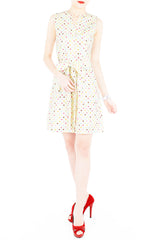 Cupcake Sprinkles & Dots A-Line Button Down Dress - Vanilla