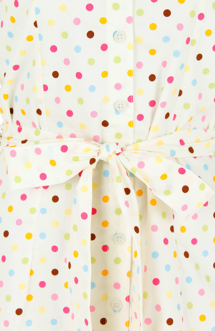 Cupcake Sprinkles & Dots A-Line Button Down Dress - Vanilla