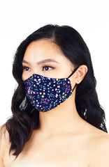 Dainty Tulip Petals Pure Cotton Face Mask - Navy
