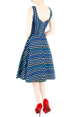 Dance the Disco Polka Dot Flare Midi Dress