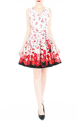 Dancing Fleur & Vines Wrap Dress with Belt - White