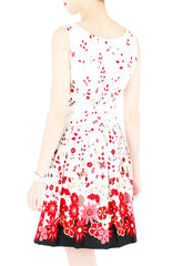 Dancing Fleur & Vines Wrap Dress with Belt - White