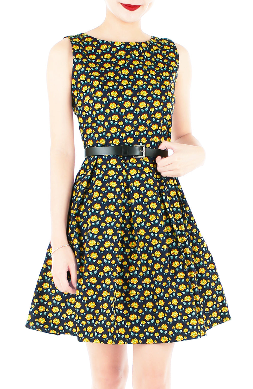 Dancing Dahlias Flare Dress