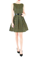 Dancing Dahlias Flare Dress