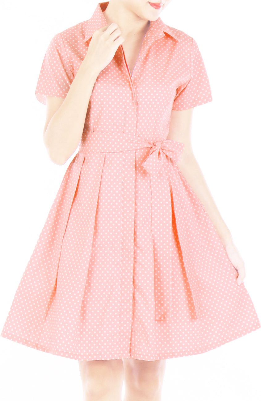 Darling Dots Anna Shirtdress - Peach Pink