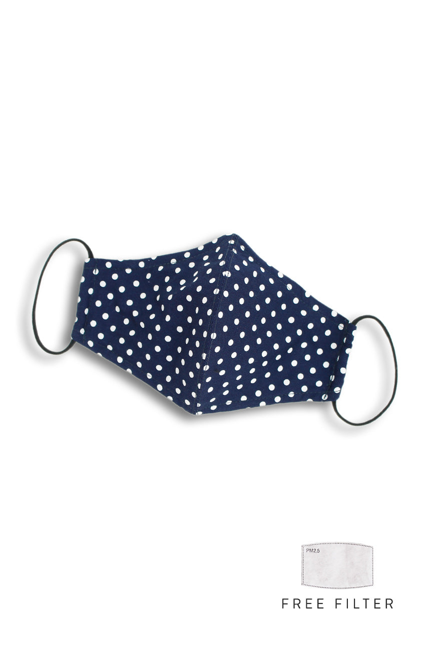 Darling Dots Pure Cotton Face Mask - Midnight Blue