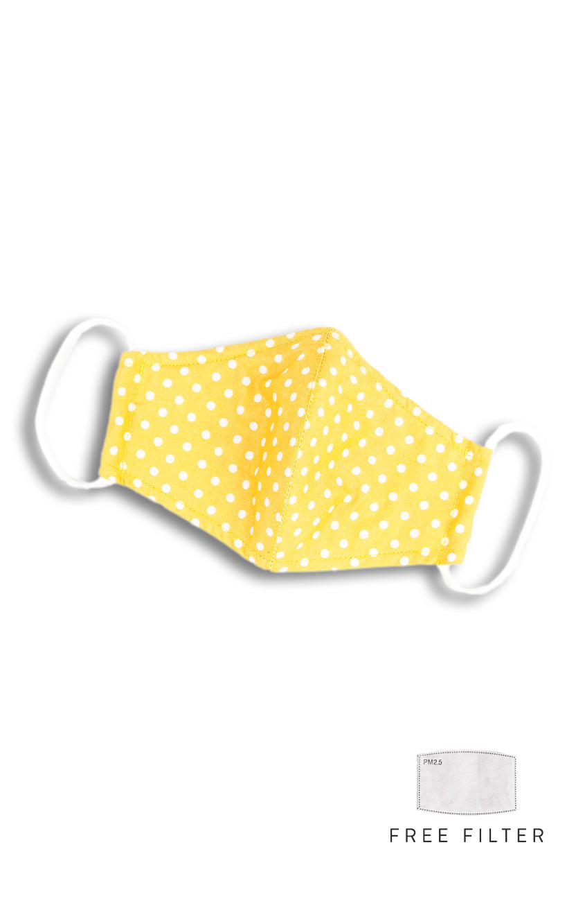 Darling Dots Pure Cotton Face Mask - Honey Yellow