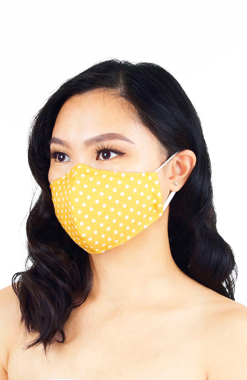 Darling Dots Pure Cotton Face Mask - Honey Yellow
