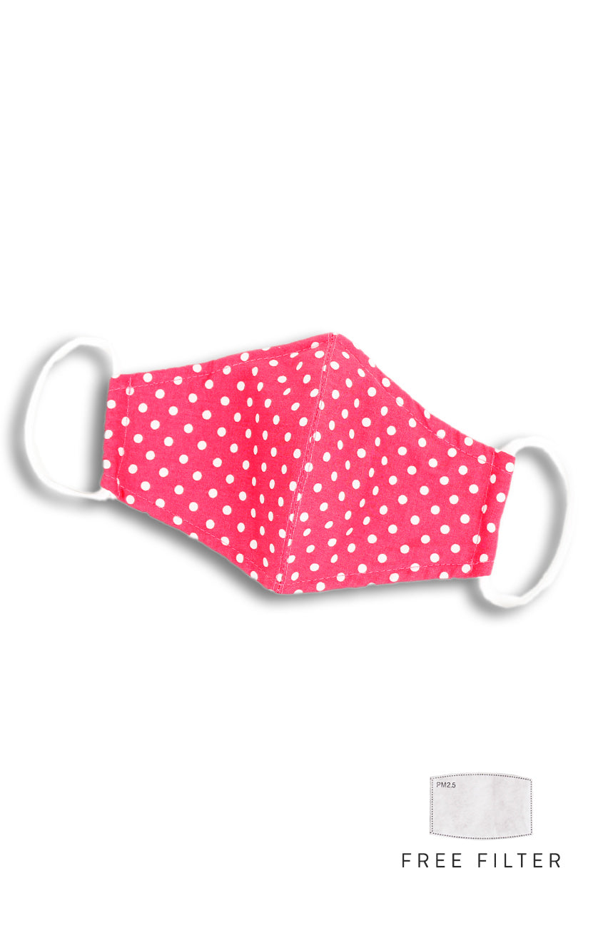 Darling Dots Pure Cotton Face Mask - Hot Pink