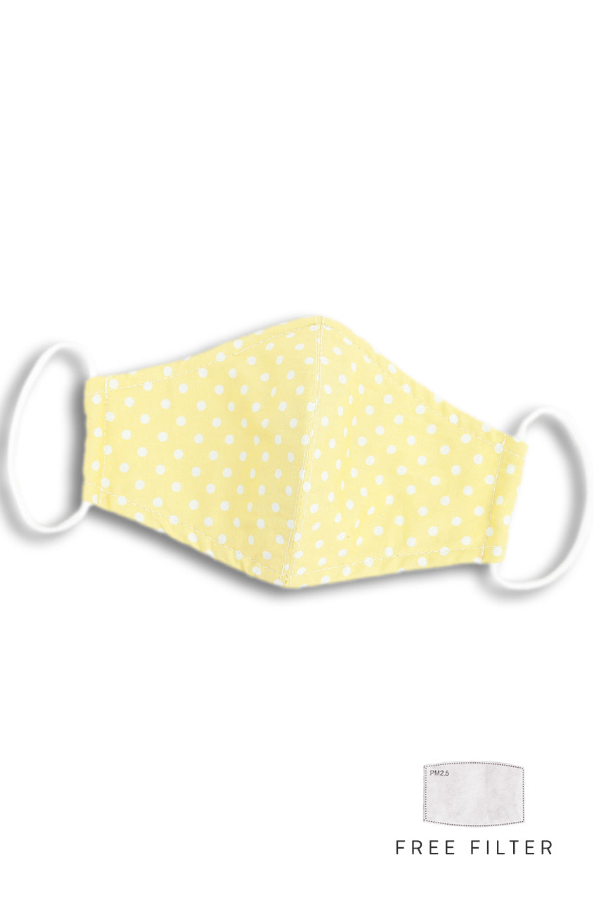 Darling Dots Pure Cotton Face Mask - Pastel Daffodil