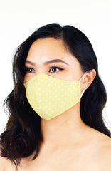 Darling Dots Pure Cotton Face Mask - Pastel Daffodil