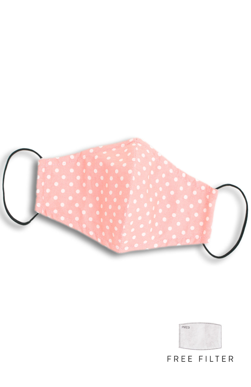 Darling Dots Pure Cotton Face Mask - Peach Pink