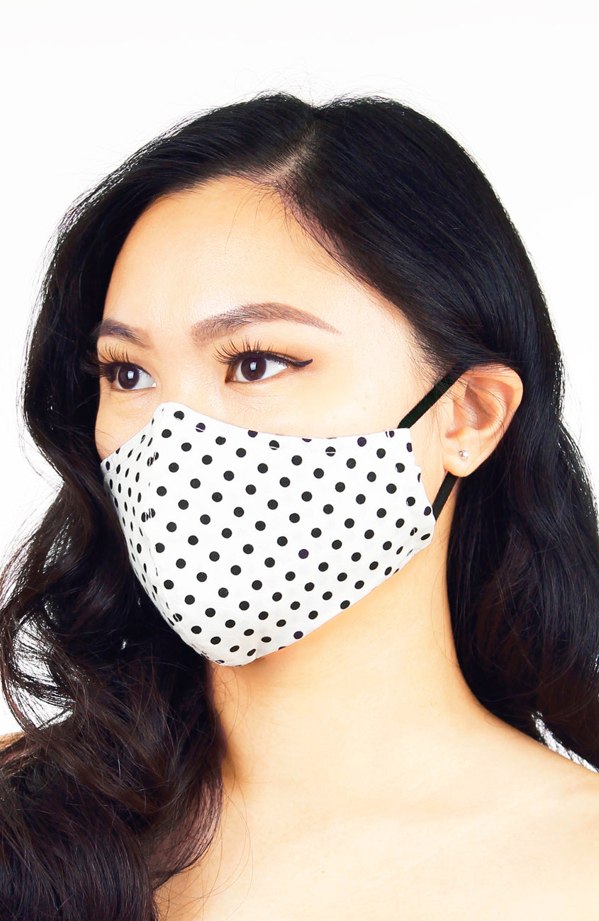 Darling Dots Pure Cotton Face Mask - White & Black