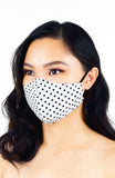 Darling Dots Pure Cotton Face Mask - White & Navy