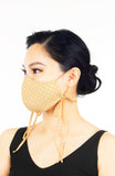 Darling Dots Pure Cotton Face Mask with Head Ties - French Khaki