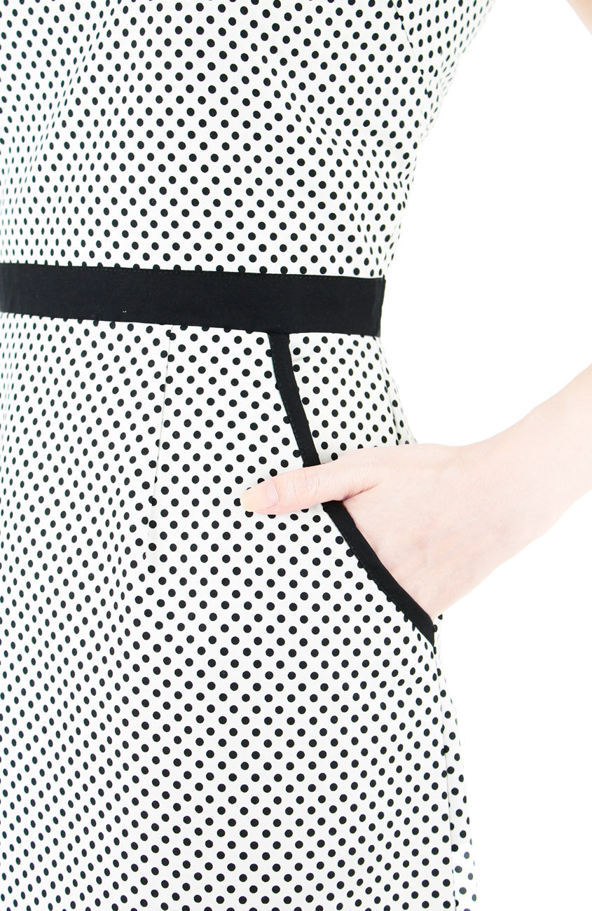 Darling Dots 60s Mod A-Line Dress - White