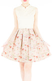 Delicate Rose Artisan Cheongsam Dress - Cream
