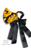 ENCHANTING Pure Cotton Face Mask with Satin Ribbons - Golden Palms