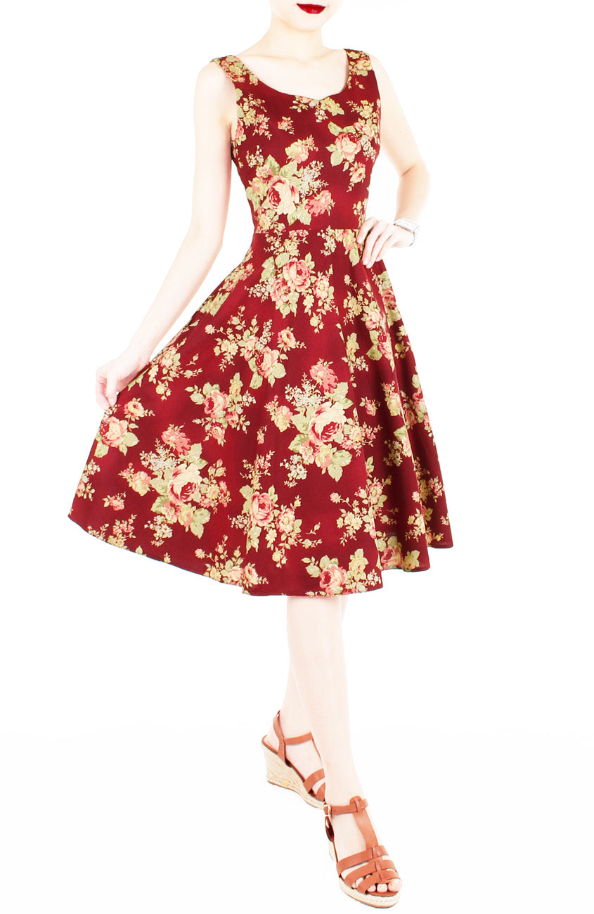 Embolden Age in Sangria Red Flare Midi Dress