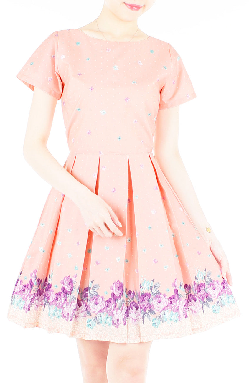 Embracing Rose Grace Flare Dress with Sleeves - Crepe Pink