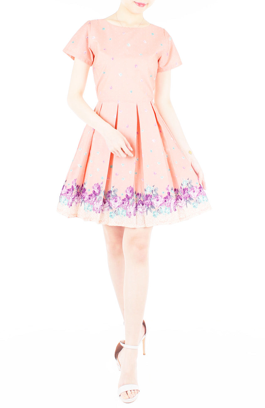 Embracing Rose Grace Flare Dress with Sleeves - Crepe Pink