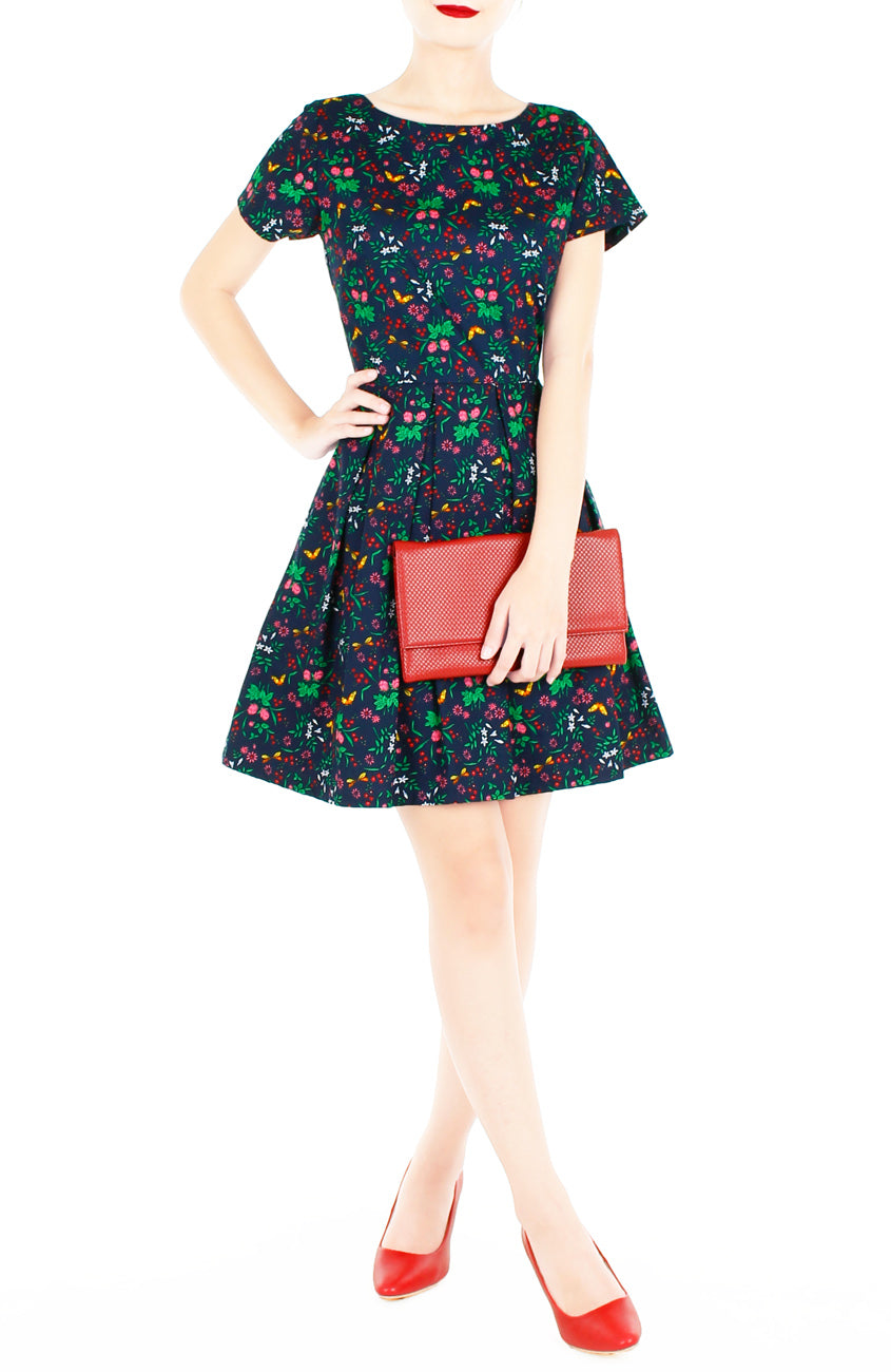 Enchanted Gardens Flare Dress with Short Sleeves