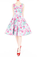 Enchanting Blooms Flare Midi Dress - Pink