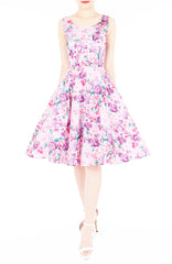Enchanting Blooms Flare Midi Dress - Purple