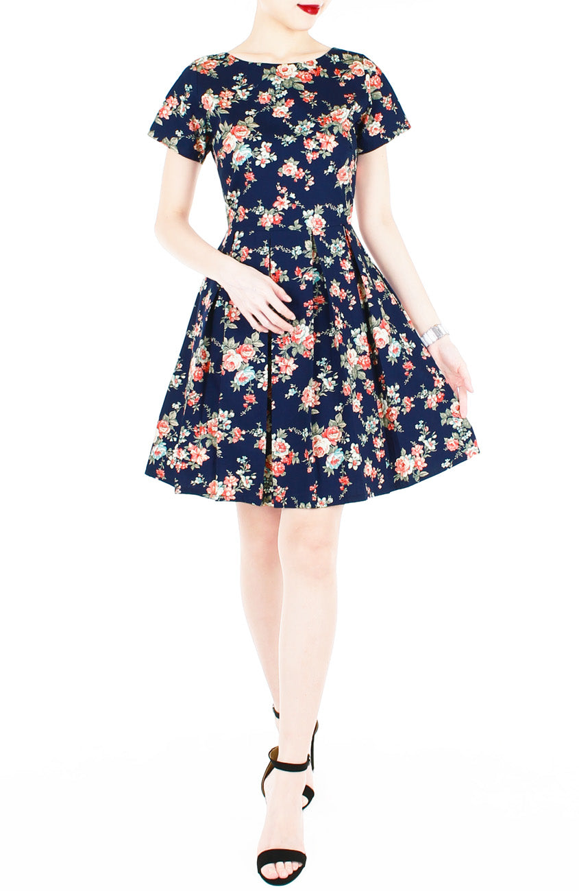 English Rose High Tea Flare Dress with Short Sleeves