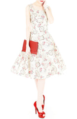 English Parfum de Roses Flare Midi Dress