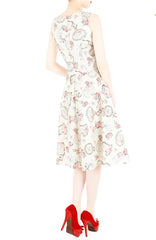 English Parfum de Roses Flare Midi Dress