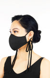 Essential Pure Cotton Face Mask with Head Ties - Noir Black
