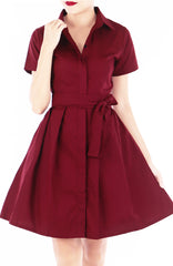 Everlasting Anna Shirtdress in Wine Red