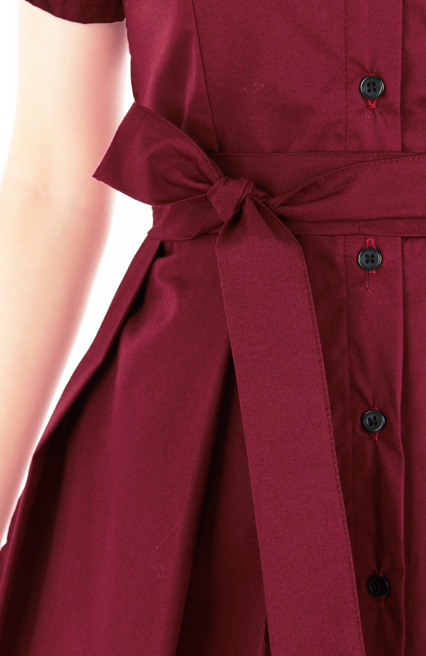 Everlasting Emma Two-way Shirtdress in Wine Red