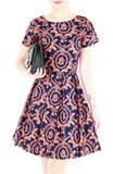Exquisite Baroque Flare Dress with Short Sleeves
