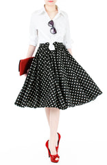 Fabulous Polka 50s Flare Skirt - Black