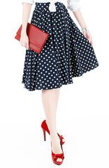 Fabulous Polka 50s Flare Skirt - Midnight Blue