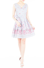 Falling Mandala Petals Two-Way Flare Dress - Lilac