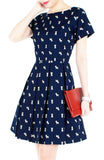 Falling in Puppy Love Flare Dress with Short Sleeves