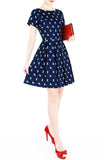 Falling in Puppy Love Flare Dress with Short Sleeves