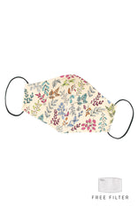 Ferns Illustrated Pure Cotton Face Mask - Crème