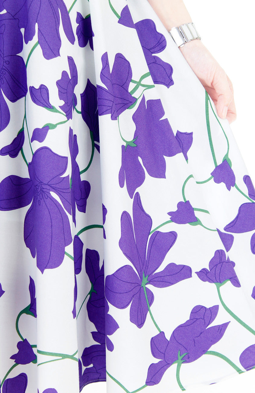 Fleur Freesia Flare Midi Dress - Purple