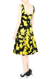 Fleur Freesia Flare Midi Dress - Yellow