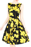 Fleur Freesia Flare Knee Length Dress - Yellow