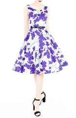 Fleur Freesia Flare Midi Dress - Purple