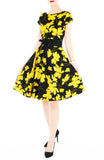 Fleur Freesia Flare Tea Dress - Yellow