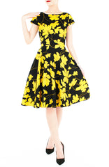 Fleur Freesia Flare Tea Dress - Yellow
